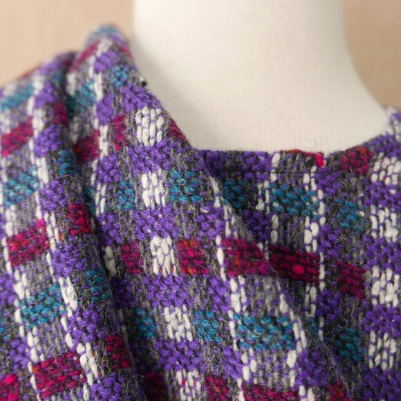 Purple & Burgundy Italian Wool Cape Coat - Picture 6 of 10